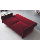 Canapé en Velours convertible avec coffre Vermont 3 places rouge - 222x105x90 cm