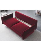 Canapé en Velours convertible avec coffre Vermont 3 places rouge - 222x105x90 cm