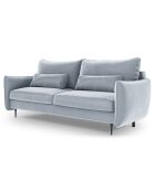 Canapé en Velours convertible avec coffre Vermont 3 places bleu clair - 222x105x90 cm