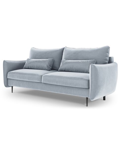 Canapé en Velours convertible avec coffre Vermont 3 places bleu clair - 222x105x90 cm