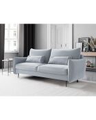 Canapé en Velours convertible avec coffre Vermont 3 places bleu clair - 222x105x90 cm