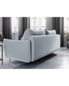 Canapé en Velours convertible avec coffre Vermont 3 places bleu clair - 222x105x90 cm