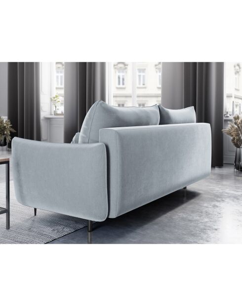 Canapé en Velours convertible avec coffre Vermont 3 places bleu clair - 222x105x90 cm