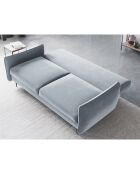 Canapé en Velours convertible avec coffre Vermont 3 places bleu clair - 222x105x90 cm