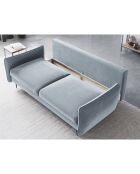 Canapé en Velours convertible avec coffre Vermont 3 places bleu clair - 222x105x90 cm