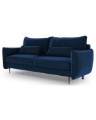 Canapé en Velours convertible avec coffre Vermont 3 places bleu roi - 222x105x90 cm