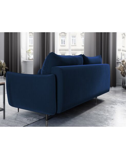 Canapé en Velours convertible avec coffre Vermont 3 places bleu roi - 222x105x90 cm