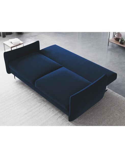 Canapé en Velours convertible avec coffre Vermont 3 places bleu roi - 222x105x90 cm