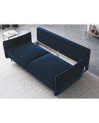 Canapé en Velours convertible avec coffre Vermont 3 places bleu roi - 222x105x90 cm