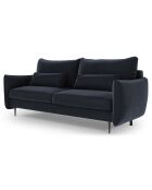 Canapé en Velours convertible avec coffre Vermont 3 places bleu foncé - 222x105x90 cm