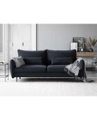 Canapé en Velours convertible avec coffre Vermont 3 places bleu foncé - 222x105x90 cm