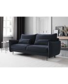 Canapé en Velours convertible avec coffre Vermont 3 places bleu foncé - 222x105x90 cm