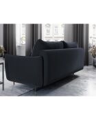 Canapé en Velours convertible avec coffre Vermont 3 places bleu foncé - 222x105x90 cm