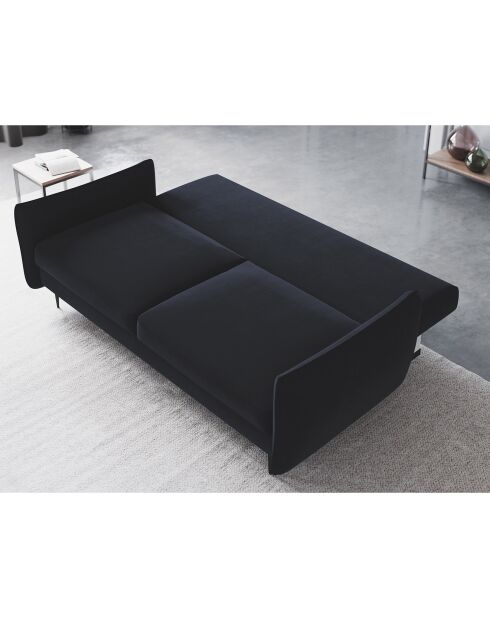 Canapé en Velours convertible avec coffre Vermont 3 places bleu foncé - 222x105x90 cm