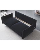 Canapé en Velours convertible avec coffre Vermont 3 places bleu foncé - 222x105x90 cm