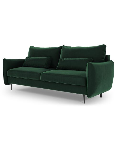 Canapé en Velours convertible avec coffre Vermont 3 places vert bouteille - 222x105x90 cm