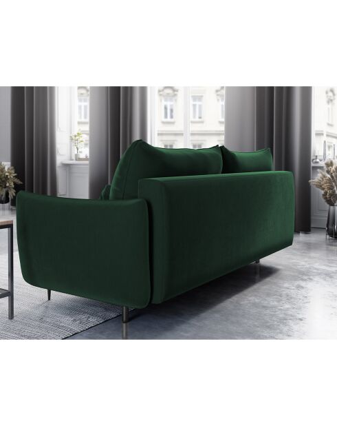 Canapé en Velours convertible avec coffre Vermont 3 places vert bouteille - 222x105x90 cm