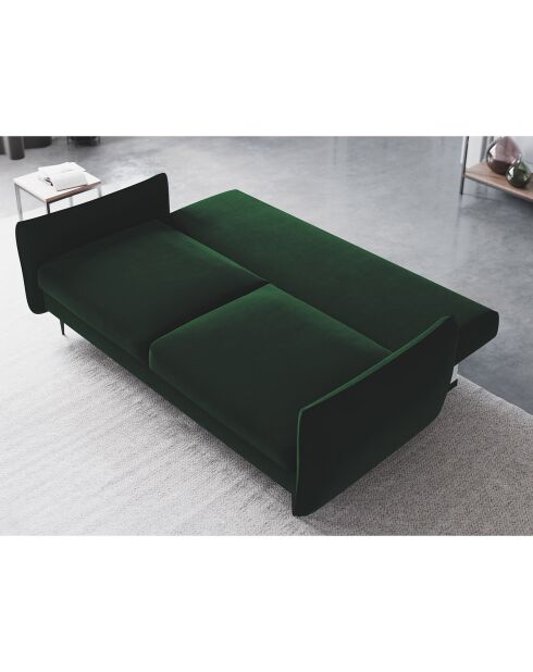 Canapé en Velours convertible avec coffre Vermont 3 places vert bouteille - 222x105x90 cm