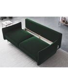 Canapé en Velours convertible avec coffre Vermont 3 places vert bouteille - 222x105x90 cm