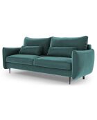 Canapé en Velours convertible avec coffre Vermont 3 places pétrole - 222x105x90 cm