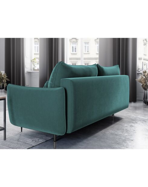 Canapé en Velours convertible avec coffre Vermont 3 places pétrole - 222x105x90 cm