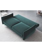 Canapé en Velours convertible avec coffre Vermont 3 places pétrole - 222x105x90 cm