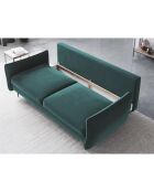 Canapé en Velours convertible avec coffre Vermont 3 places pétrole - 222x105x90 cm