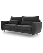 Canapé en Velours convertible avec coffre Vermont 3 places gris foncé - 222x105x90 cm
