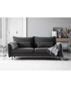 Canapé en Velours convertible avec coffre Vermont 3 places gris foncé - 222x105x90 cm
