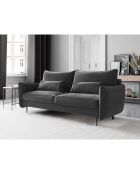 Canapé en Velours convertible avec coffre Vermont 3 places gris foncé - 222x105x90 cm