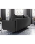 Canapé en Velours convertible avec coffre Vermont 3 places gris foncé - 222x105x90 cm