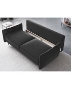 Canapé en Velours convertible avec coffre Vermont 3 places gris foncé - 222x105x90 cm