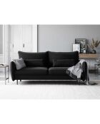 Canapé en Velours convertible avec coffre Vermont 3 places noir - 222x105x90 cm