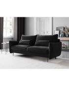 Canapé en Velours convertible avec coffre Vermont 3 places noir - 222x105x90 cm