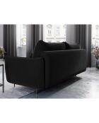 Canapé en Velours convertible avec coffre Vermont 3 places noir - 222x105x90 cm