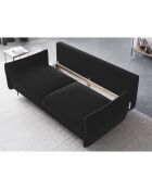 Canapé en Velours convertible avec coffre Vermont 3 places noir - 222x105x90 cm