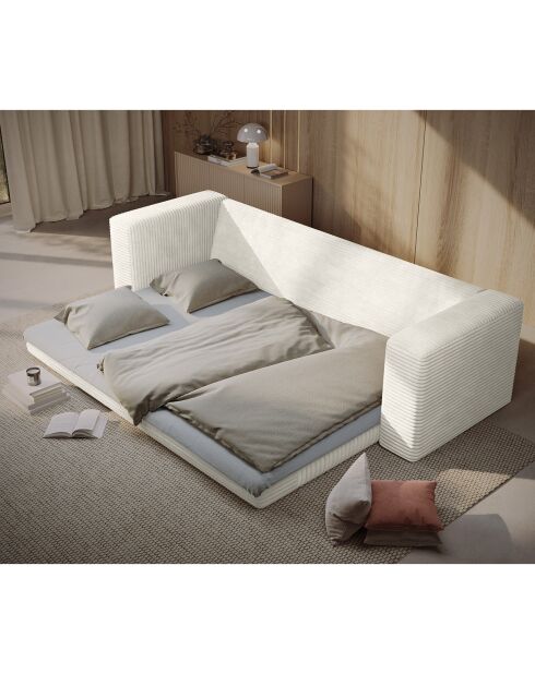 Canapé convertible Diego 4 places beige clair - 240x102x85 cm