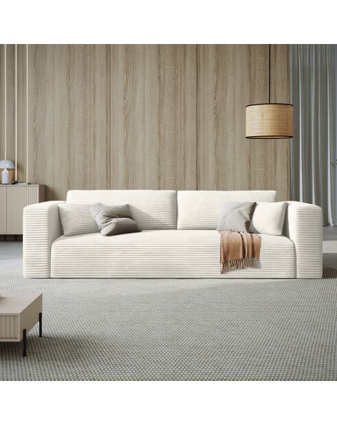 Canapé convertible Diego 4 places beige clair - 240x102x85 cm
