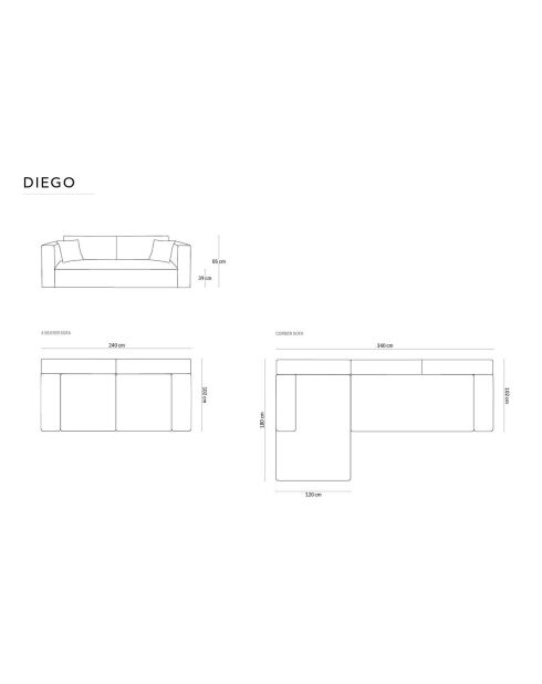 Canapé convertible Diego 4 places beige clair - 240x102x85 cm