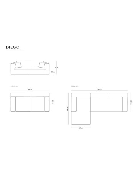 Canapé convertible Diego 4 places beige clair - 240x102x85 cm