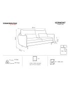 Canapé en Velours convertible avec coffre Vermont 3 places rouge - 222x105x90 cm