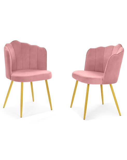 2 Chaises Arielle en Velours roses - 55x51x82 cm