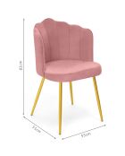 2 Chaises Arielle en Velours roses - 55x51x82 cm