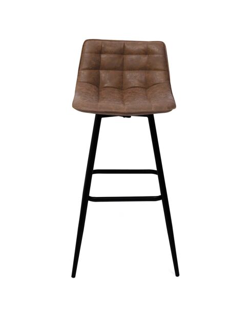 4 Tabourets de bar Irina en simili marron vintage - 43x35.5x88 cm