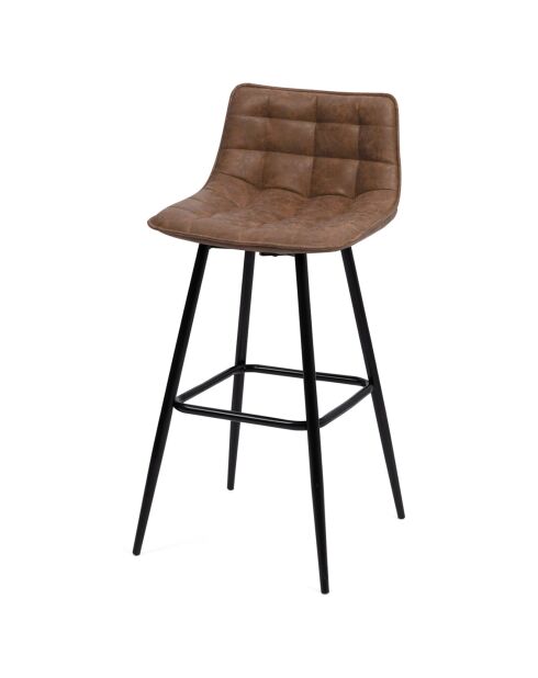 4 Tabourets de bar Irina en simili marron vintage - 43x35.5x88 cm