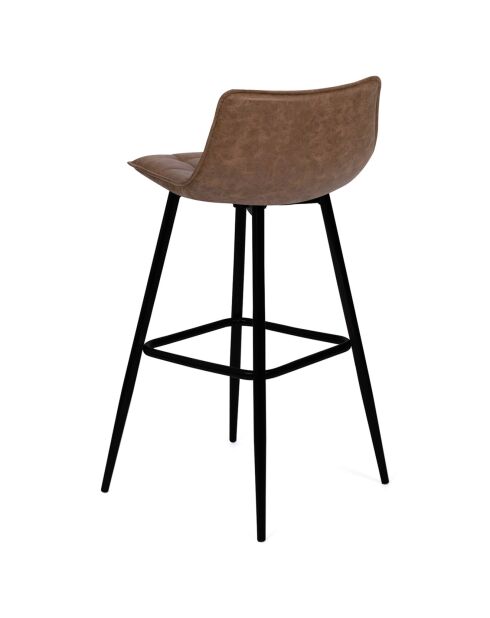 4 Tabourets de bar Irina en simili marron vintage - 43x35.5x88 cm