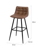 4 Tabourets de bar Irina en simili marron vintage - 43x35.5x88 cm