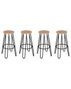 4 Tabourets de bar industriels pieds épingle Missouri bois/noir - 30x30x66.5 cm