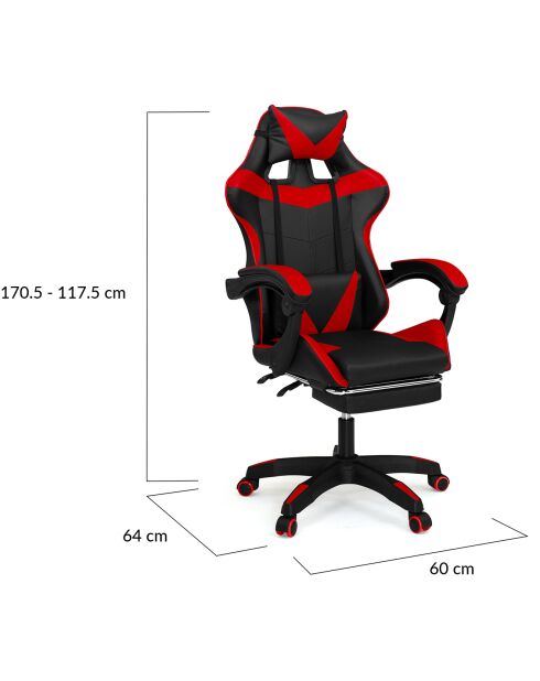 Fauteuil de bureau spécial gaming noir/rouge - 63x62x124 cm