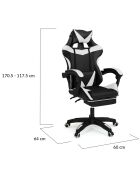 Fauteuil de bureau spécial gaming noir/blanc - 63x62x124 cm